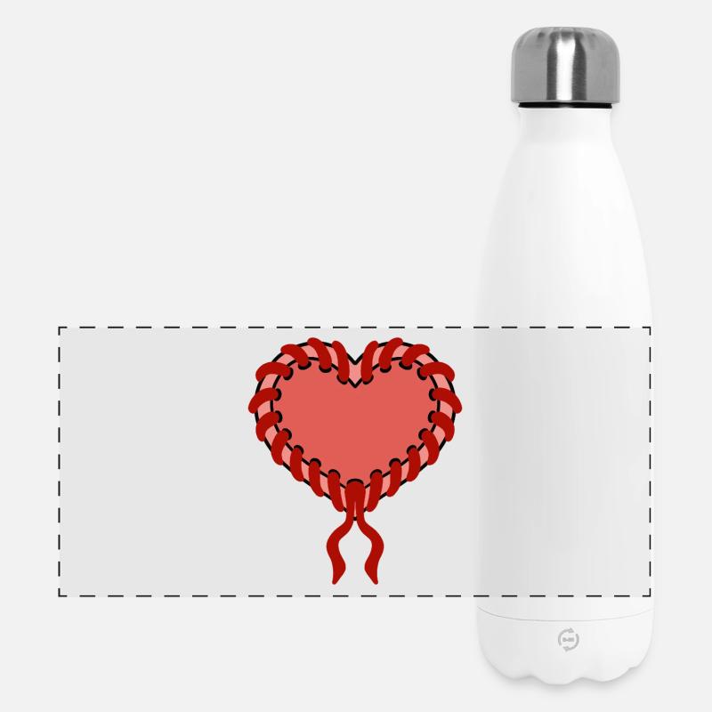 Sewn heart - Panoramic Thermal Bottle 500 ml - white