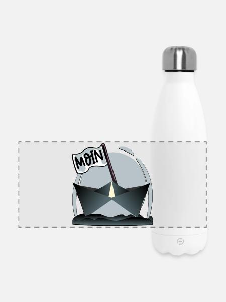 Papierschiff Papierboot MOIN - Panorama Isolierflasche 500 ml - Weiß