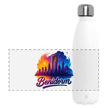 Benidorm Stadt Spanien Silhouette Geschenk - Panorama Isolierflasche 500 ml - Weiß - Vorne
