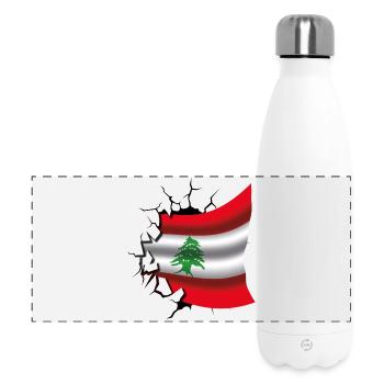 Drapeau du Liban - Drapeau Broken Design - Gourde isotherme panoramique 500 ml - blanc - Devant