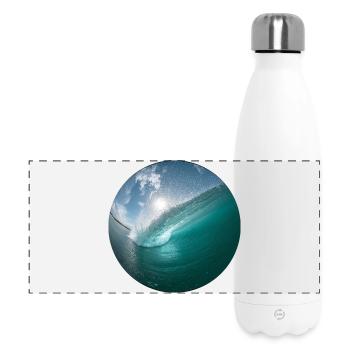 Wellenbrecher Strandmuster - Panorama Isolierflasche 500 ml - Weiß - Vorne