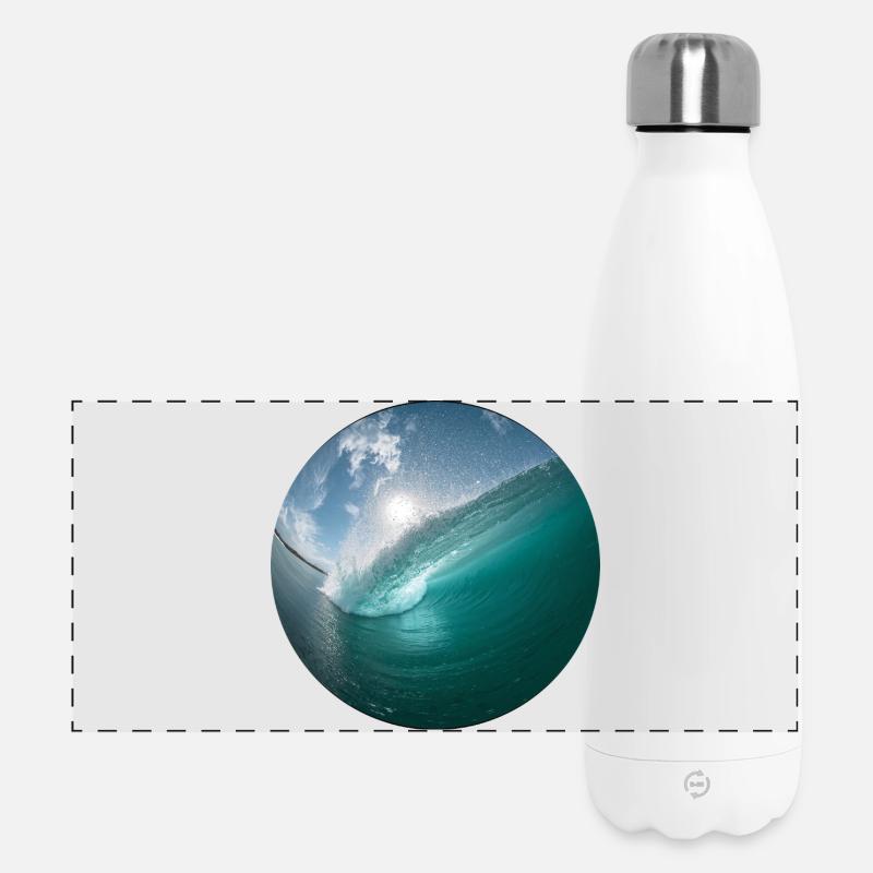 Breakwater Beach Pattern - Panoramic Thermal Bottle 500 ml - white