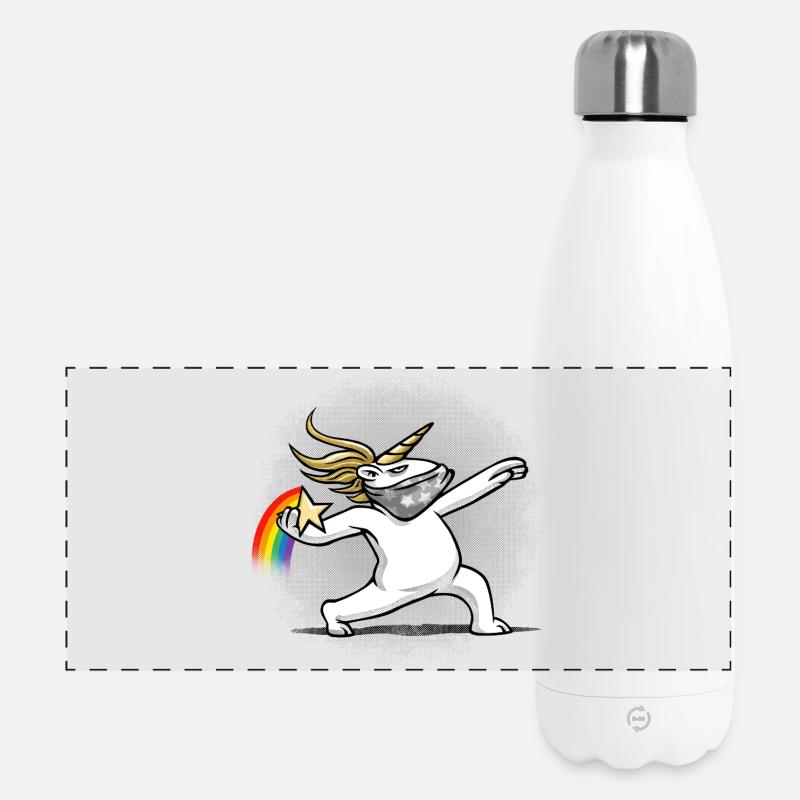 Unicorn throws a rainbow - Panoramic Thermal Bottle 500 ml - white