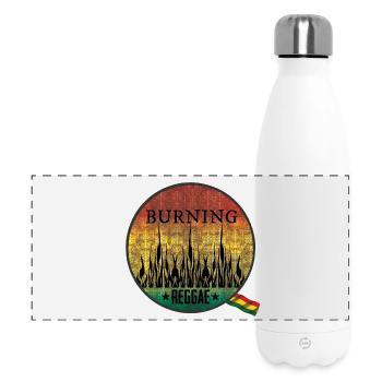 Feuriges Burning Reggae Emblem - Panorama Isolierflasche 500 ml - Weiß - Vorne