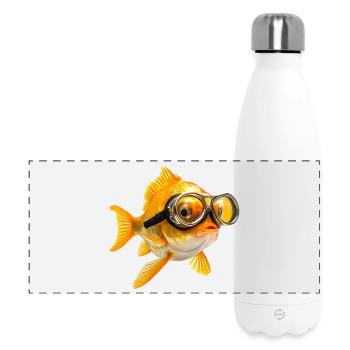 Goldfisch mit Taucherbrille - Panorama Isolierflasche 500 ml - Weiß - Vorne