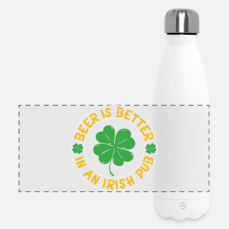 Beer better irish pub - Panorama Isolierflasche 500 ml - Weiß