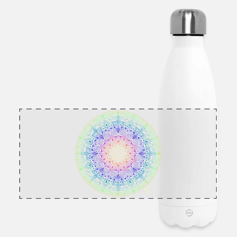 Rainbow Mandala Fusion - Panoramic Thermal Bottle 500 ml - white