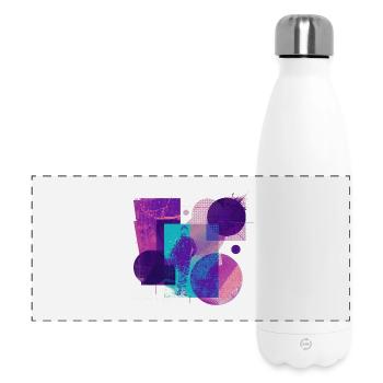 Retrofuturistic Silhouette Geometric Collage - Panoramic Thermal Bottle 500 ml - white - Front