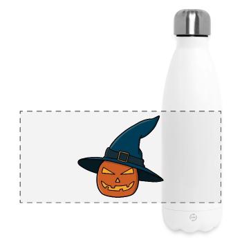 Hexenhut Kürbis Jack O Laterne - Panorama Isolierflasche 500 ml - Weiß - Vorne