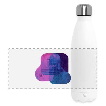 Abstract Tech Layers — Blue & Pink Digital Art - Panoramic Thermal Bottle 500 ml - white - Front