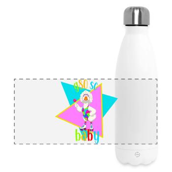 Gans im 80er Retro Rollschuh Look - Panorama Isolierflasche 500 ml - Weiß - Vorne