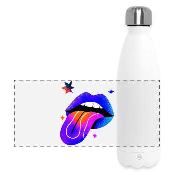 Neon Rainbow Lip Art - Panoramic Thermal Bottle 500 ml - white - Front