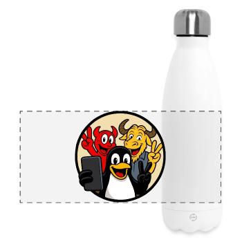 Tux, Beastie & GNU Selfie - Panoramic Thermal Bottle 500 ml - white - Front