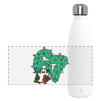67 number Whimsical Ghost Under Festive Evergreen  - Panoramic Thermal Bottle 500 ml - white - Front