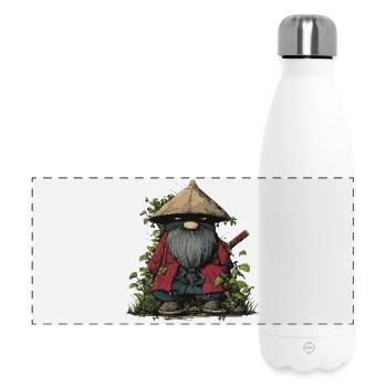 Lustiger Ninja-Gartenzwerg mit Schwert - Panorama Isolierflasche 500 ml - Weiß - Vorne