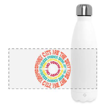 Sphynx Cat Mandala Funny Sayings Sarcastic Humor - Panoramic Thermal Bottle 500 ml - white - Front