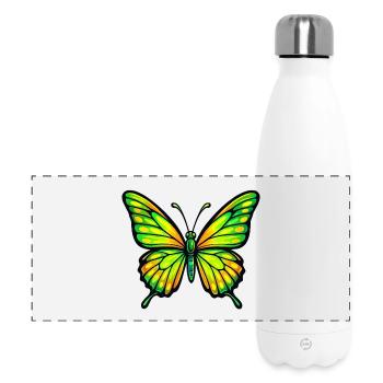 Leuchtender Grün Gelb Schmetterling - Panorama Isolierflasche 500 ml - Weiß - Vorne