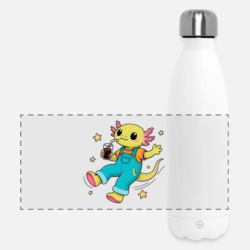 Axolotl joyeux flottant dans l'espace - Gourde isotherme panoramique 500 ml - blanc