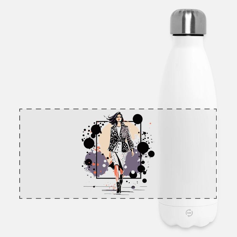 Icône du cuir nocturne - Gourde isotherme panoramique 500 ml - blanc