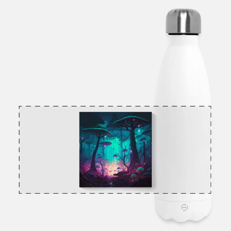 Neonwald der Leuchtpilze - Panorama Isolierflasche 500 ml - Weiß