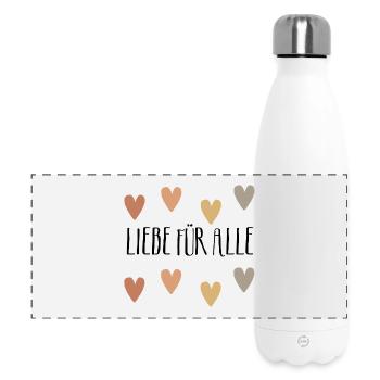 Liebe für alle, Frieden, Freude, Peace, Weltfriede - Panorama Isolierflasche 500 ml - Weiß - Vorne