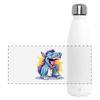 Singender Drache auf Bühne - Panorama Isolierflasche 500 ml - Weiß - Vorne