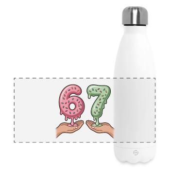 67 - Funny Six Seven T-Shirt - Panorama Isolierflasche 500 ml - Weiß - Vorne