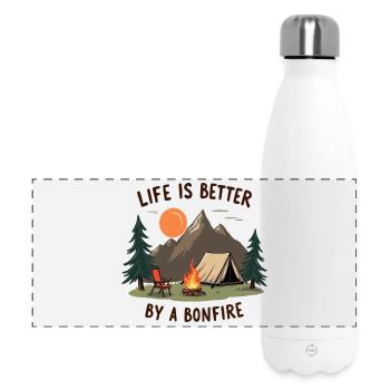 Life is better by a Bonfire Camping Adventure - Panoramic Thermal Bottle 500 ml - white - Front