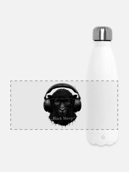 Black Sheep mit Kopfhörern - Panorama Isolierflasche 500 ml - Weiß
