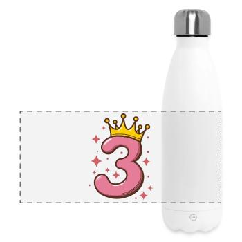 Third Birthday Crown Glitter - Panoramic Thermal Bottle 500 ml - white - Front