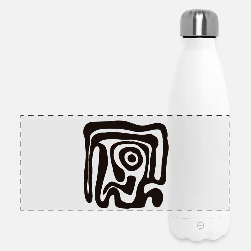 Black Abstract Spiral - Panoramic Thermal Bottle 500 ml - white