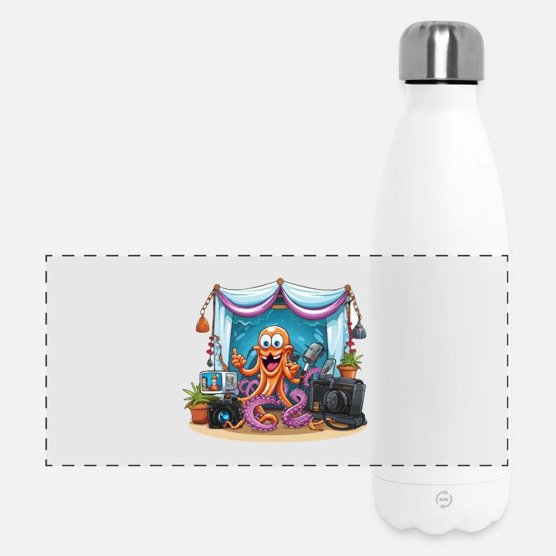 Influenceuse pieuvre sur scène - Gourde isotherme panoramique 500 ml - blanc