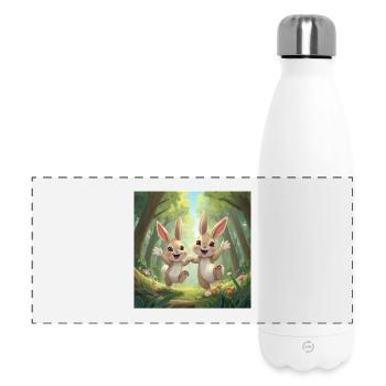 Hoppelhelden im Wald - Panorama Isolierflasche 500 ml - Weiß - Vorne