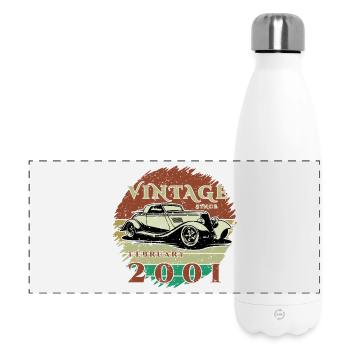 25. Geburtstag - Klassiker - Vintage since 02/2001 - Panorama Isolierflasche 500 ml - Weiß - Vorne