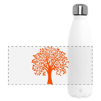 Grundsilhouette mit Orange Jumbo Tree Print - Panorama Isolierflasche 500 ml - Weiß - Vorne