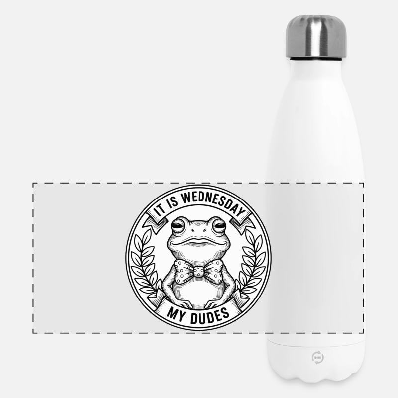 Wednesday Frog Bow Tie Logo - Panoramic Thermal Bottle 500 ml - white