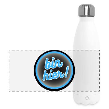 Bin Hier! Neon Kreis Badge - Panorama Isolierflasche 500 ml - Weiß - Vorne