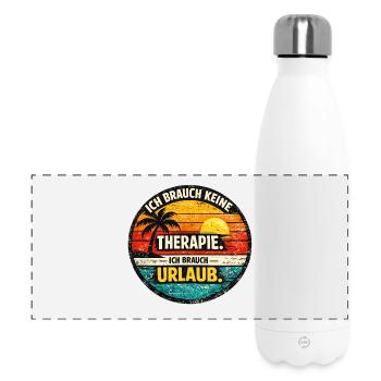 Urlaub statt Therapie Retro Kreis - Panorama Isolierflasche 500 ml - Weiß - Vorne