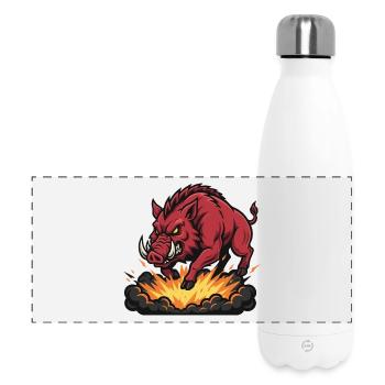 Red Boar Fire Blast Mascot Boar - Panoramic Thermal Bottle 500 ml - white - Front