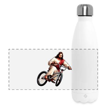 Jesus sur Vélo Retro - Gourde isotherme panoramique 500 ml - blanc - Devant