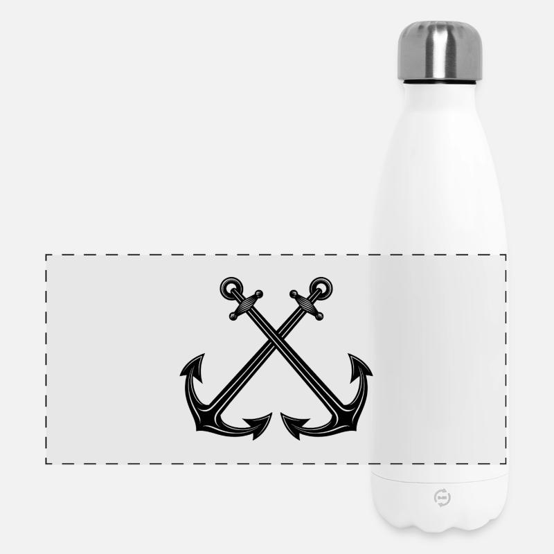 Gekreuzte Anker - Panorama Isolierflasche 500 ml - Weiß