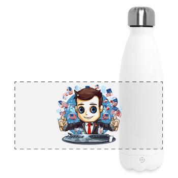 Amerikanische Flaggen TechDJ Motiv - Panorama Isolierflasche 500 ml - Weiß - Vorne