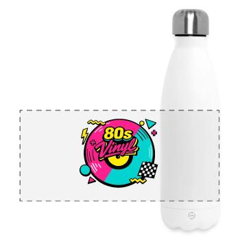 80s Vinyl Neon Revival - Panoramic Thermal Bottle 500 ml - white - Front