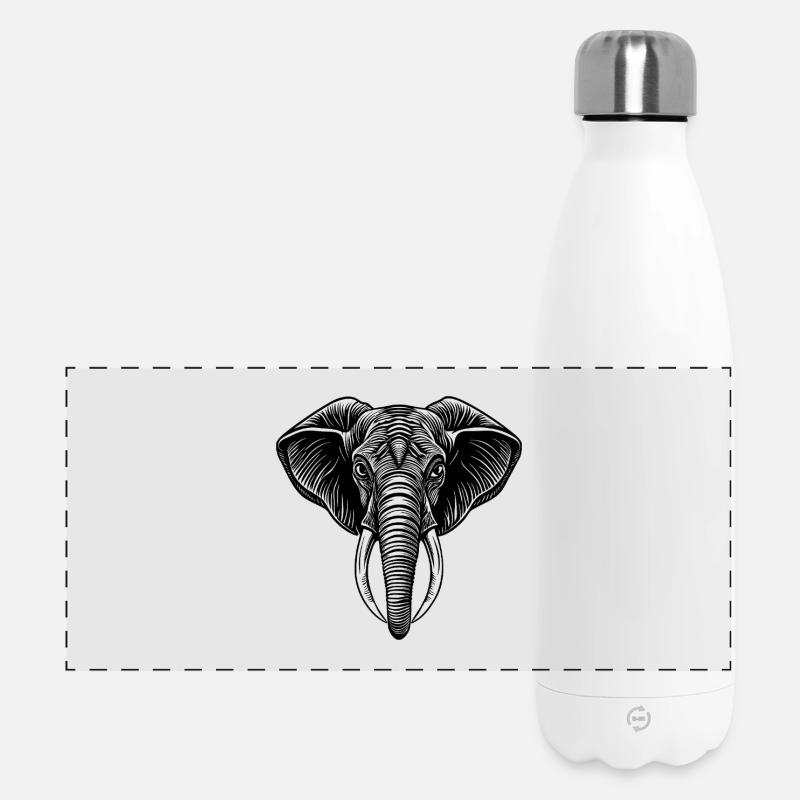 Elefantenkopf - Panorama Isolierflasche 500 ml - Weiß