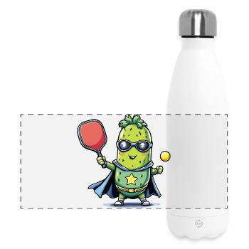 Pickleball Superheld Helden Gurke  - Panorama Isolierflasche 500 ml - Weiß - Vorne