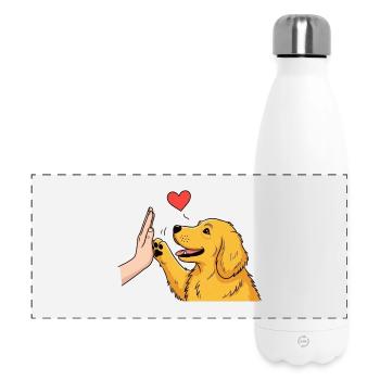 T-shirt Chien Golden Retriever High Five - Design  - Gourde isotherme panoramique 500 ml - blanc - Devant