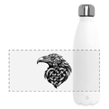 Adler-Illustration Schwarzer Tattoo-Stil - Panorama Isolierflasche 500 ml - Weiß - Vorne