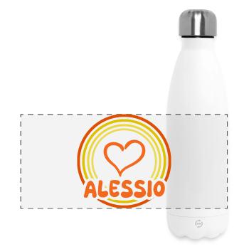 Herz im Regenbogenkreis Alessio - Panorama Isolierflasche 500 ml - Weiß - Vorne