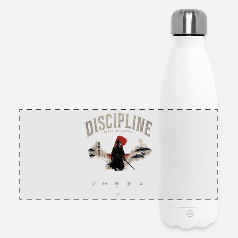 Disziplin Samurai Motivationen - Panorama Isolierflasche 500 ml - Weiß