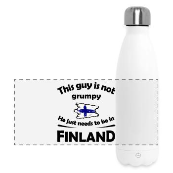Pinselstrich Finnlandflagge - Panorama Isolierflasche 500 ml - Weiß - Vorne